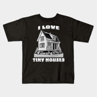 I love tiny houses B&W Kids T-Shirt